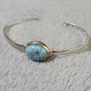 Dominican Larimar Adjustable Bangle Bracelet
